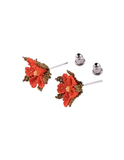 Kır Çiçekli Mini Küpe Nallıhan İğne Oyası Coğrafi İşaretli
