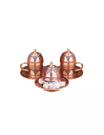Turkish Antep Copper Handcrafted Coffee Set for 2 PGI