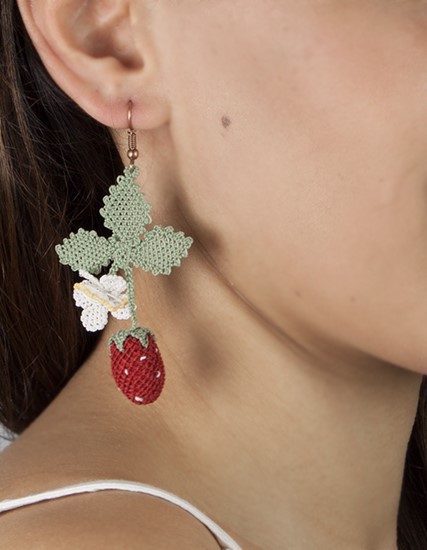 Strawberry Earrings Nallıhan Needle Lace PGI