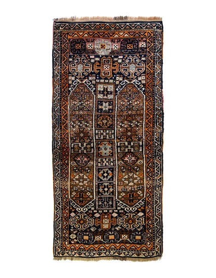 Antik Hakkari Herki Çift Kapılı Halı 100+ Yaş 95 x 195 cm