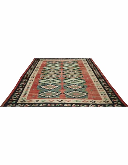 Hand Woven Bulgarian Traditional Kilim 292 x 241 cm (9.7 x 7.11 feet)