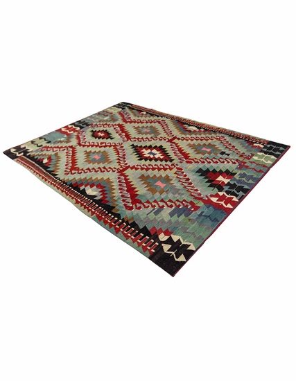 Hand Woven Denizli Eşme Kilim 264 x 202 cm (8.7 x 6.66 ft)