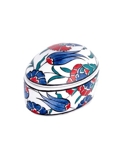 Tulip & Carnation Patterned Jewelry Box Original Iznik Tile PDO