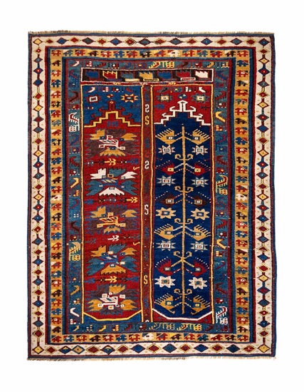 Antik Çift Kapılı Megri Halısı 19. Yüzyıl Sonu 127 x 170 cm