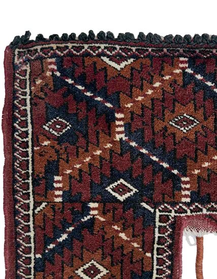 Hand Woven Turkmen Carpet Wall-Door Ornament 130 x 126 cm