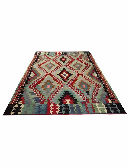 Hand Woven Denizli Eşme Kilim 264 x 202 cm (8.7 x 6.66 ft)