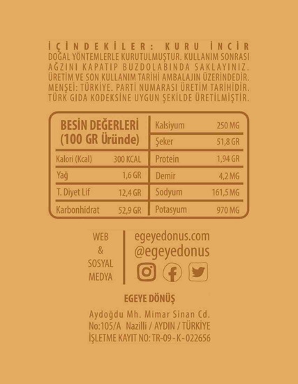 Egeye Dönüş Aydin Dried Figs 1 Kg with PDO