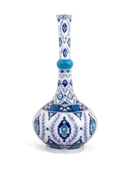 Rumi & Bahardalı Desenli İznik Çinisi Vazo 42 cm