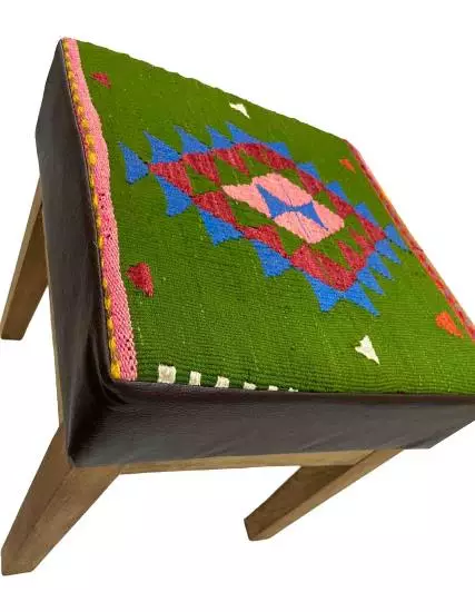 Pouf Chair Handmade Oushak Kilim Coated Set of 2