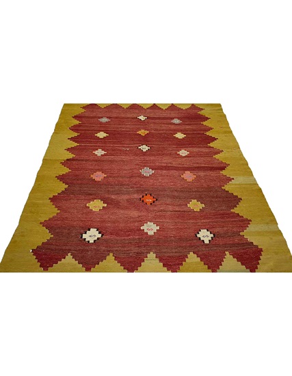 Hand Woven Canakkale Avunya Kilim 216 x 153 cm (6.11x5 feet.)