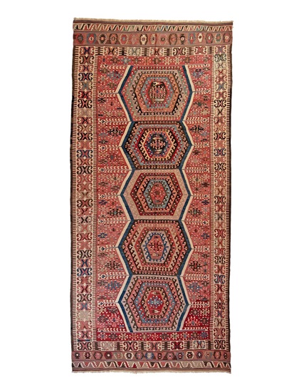 Antik Sivrihisar Kilim 19. Yüzyıl 160 x 363 cm