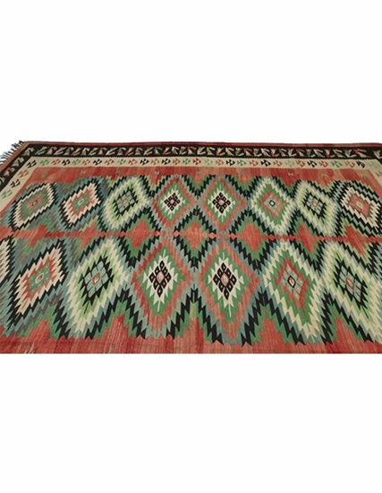 Hand Woven Bulgarian Traditional Kilim 292 x 241 cm (9.7 x 7.11 feet)