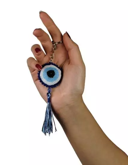 Evil Eye Bead Keychain, Nallıhan Needle Lace IGP