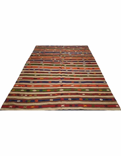 Hand Woven Fethiye Cecim Kilim 307 x 186 cm