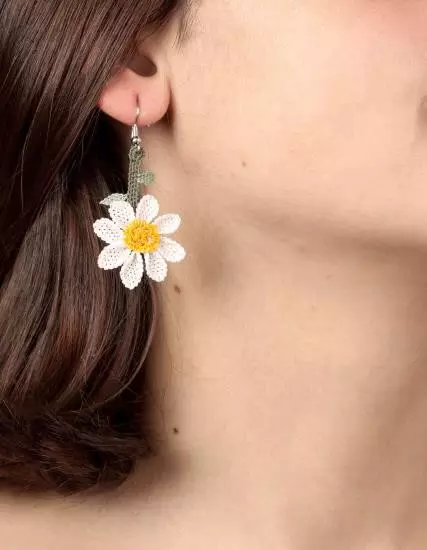 Daisy Flower Earrings Nallıhan Needle Lace PGI