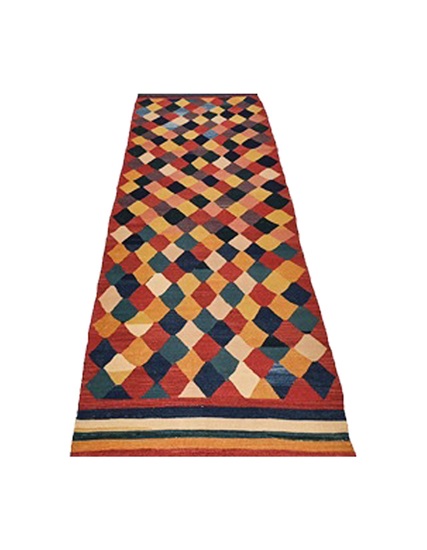 Hand Woven Special Production Root Dye Wool Kilim 328 x 87 cm