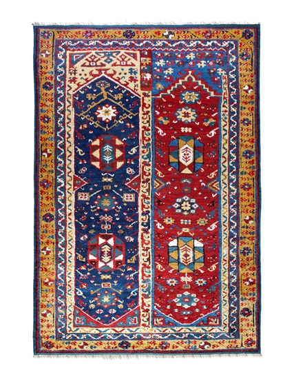 Antik Çift Kapılı Megri Halısı 19. Yüzyıl Ortası 127 x 185 cm