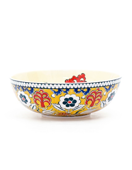 Iznik Ceramic Bowl with Red Lily & Blue Tulip Design PDO