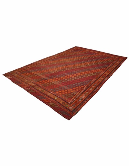 Hand Woven Cotton & Wool Denizli Kilim 292 x 183 cm