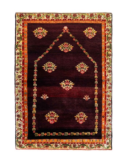 Sivas Mor Mihraplı Halı 19. Yüzyıl 105 x 152 cm