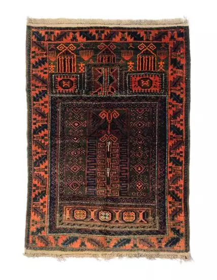 El Dokuma Koleksiyonluk Afgan Halısı Kirman Kök Boya 87x129 cm