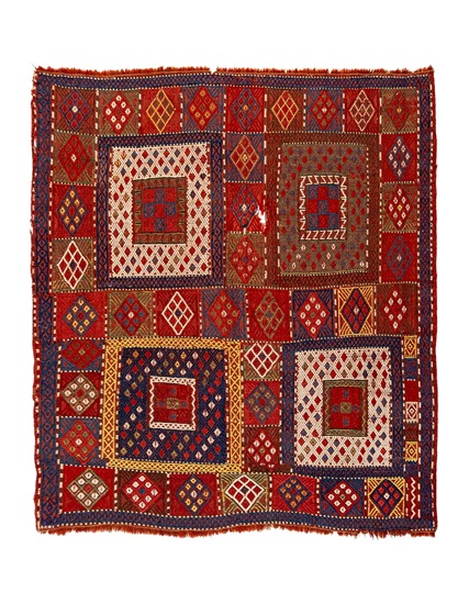 Antik Kafkas Verne Cicim Kilim Sofra (Parça) 19. Yüzyıl 94 x 102 cm
