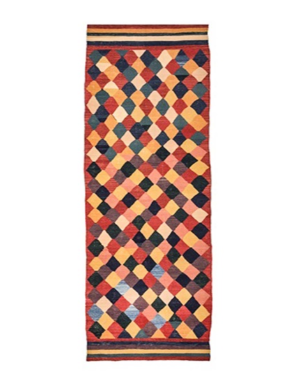 El Dokuma Özel Üretim Kök Boya Yün Kilim 328 x 87 cm