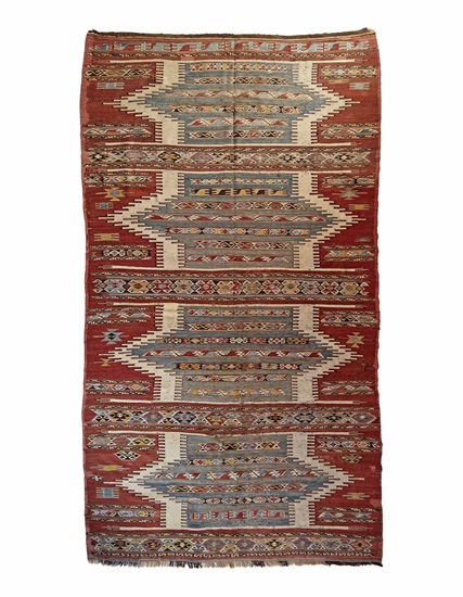 Antik Saflı Mut Kilim 19. Yüzyıl Başı 190 x 360 cm